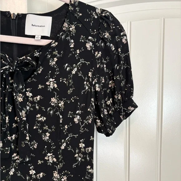Reformation Delia Dress in Lucien black floral midi size 2 - Picture 6 of 12